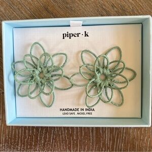 NIB Piper K Handmade Teal Flower lead safe nickel free